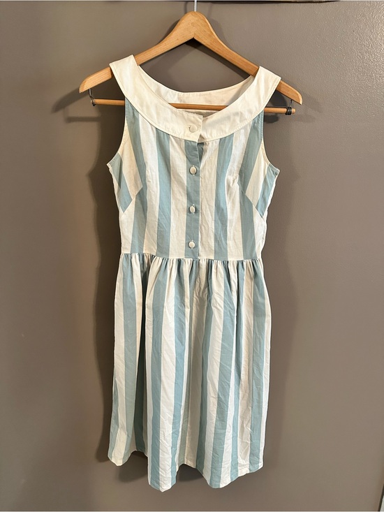 Laura Ashley Dresses & Skirts - Vintage Laura Ashley White and Light Blue Striped Sleeveless Dress